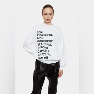 Anine Bing I Am Powerful Sweatshirt White- L